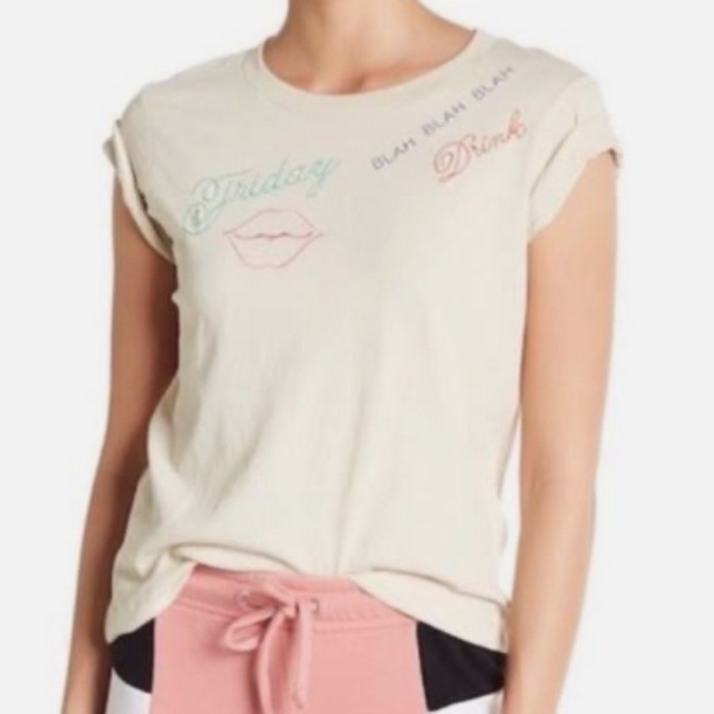 NWT Wildfox Friday Drink Embroidered Top